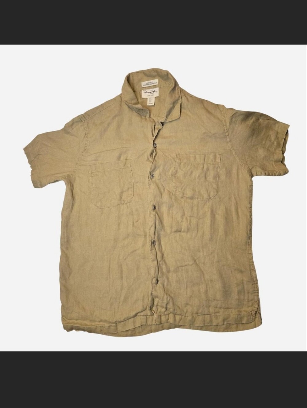 Panama Jack 100% European Grown Flax Linen Short Sleeve Button-Down Shirt